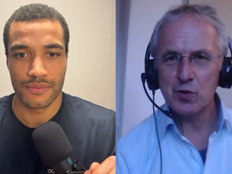 Screenshot von dem Videogespräche zwischen Dr. Jonathan Apasu und Prof. Dr. Andreas Michalsen